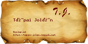 Tápai Jolán névjegykártya